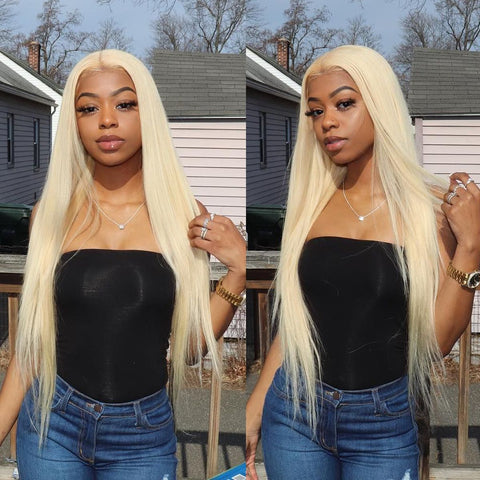 (SUMMER MEGA SALE)  #613 Russian Blonde Straight 13x5 Frontal Wig